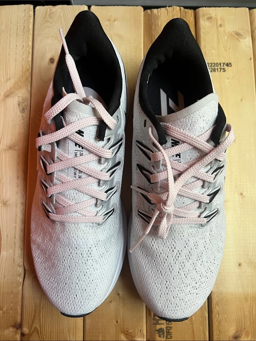 Nike Running Shoes - Light Gray with Pink and Brown Swoosh